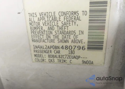 2011 Nissan Altima 2.5 S z USA, uszkodzony, nr VIN 1N4AL2AP0BN480796